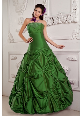 Green Princess Strapless Quinceanera Dress with Beading and Embroidery