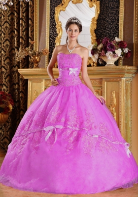 Ball Gown Strapless Appliques Organza Sweet Sixteen Dresses