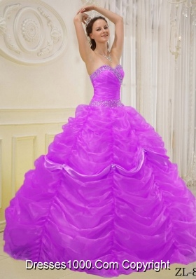 Ball Gown Sweetheart Beading Dresses For a Quinceanera with Ruffled Layers