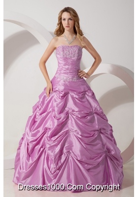 Lilac A-line Strapless Appliques and Pick-ups Sweet Sixteen Dresses