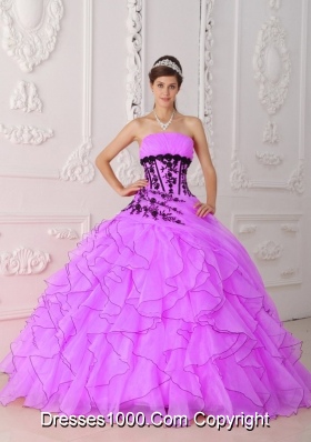 Sweet Ball Gown Strapless Appliques and Ruffles Dresses For a Quinceanera