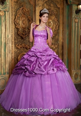 A-line Sweetheart Appliques and Pick-ups Quinceneara Dresses