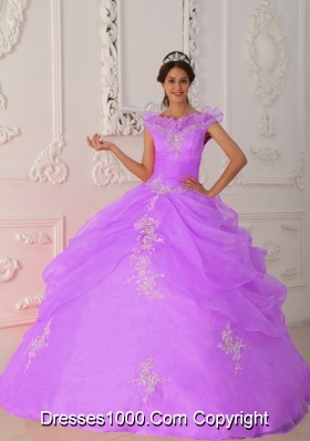 Lavender and Black Princess Strapless Organza Sweet Sixteen Dresses with Ruffles and Appliques
