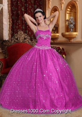 Spaghetti Straps Sequined and Appliques Quinceanera Dress for 2014