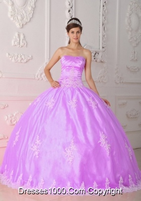 Strapless Appliques Quinceanera Dress with Ball Gown