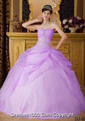 Strapless Organza Beading and Pick-ups for Lilac Sweet 16 Dresses