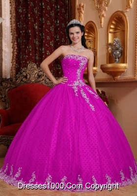 Strapless Special Fabric Quinceanera Gown with Lace Appliques