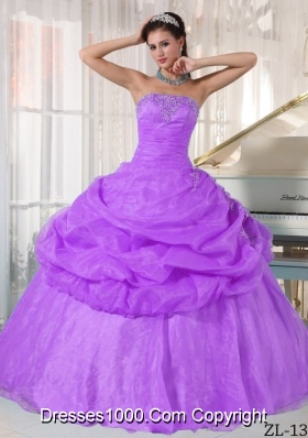 Ball Gown Strapless Appliques Dress For Quinceanera with Pick-ups