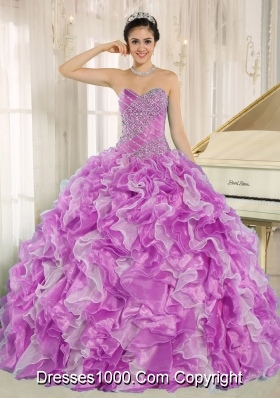 Beaded Decorate Bodice and Ruffles Sweetheart Quinceanera Dress