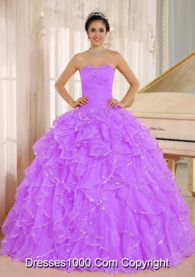 Beading and Ruffles Sweetheart Full Length Quinceanera Dress