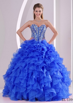 Lovely Ruffles Ball Gown Sweetheart Beaded Decorate Quinceanera Dresses with Beading