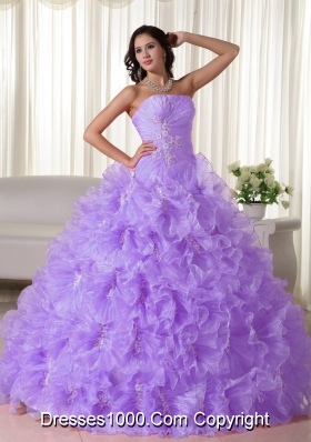 Luxurious Strapless Organza Quinceanera Dress with Appliques and Ruffles