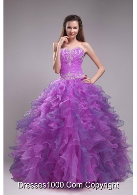 New Sweetheart Orangza Ruffles Quinceanera Dress with Appliques