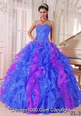 2014 Colourful Puffy Sweetheart Sequins Quinceanera Dress with Pleats