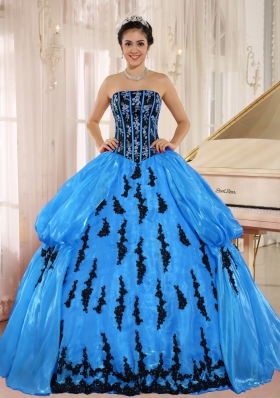 2014 Beautiful Quinceanera Dress in Aqua Blue with Embroidery and Pick-ups