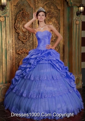 2014 Gorgeous Puffy Sweetheart Lace Quinceanera Dress with Appliques