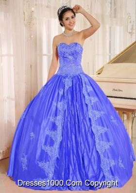 2014 Perfect Embroiery Quinceanera Dress With Beading Decorate in Blue Sweetheart
