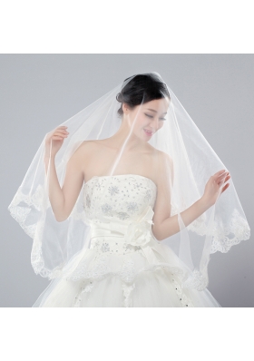 Eelgant One-Tier Angle Cut Bridal Veils with Lace Edge