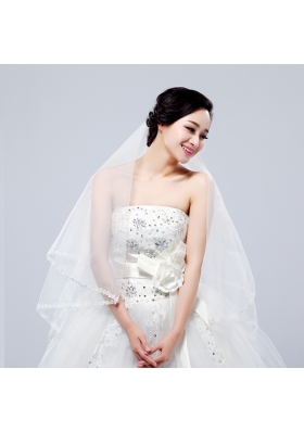 Fairy Two-Tier with Lace Angle Cut Edg Wedding Veils