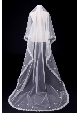 One-Tier Oval Lace Edge Bridal Veils for Wedding Party