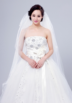 Cheap Four-Tier Cut Edge Drop Veil Wedding Veils