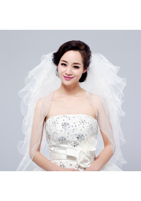Multi-Tier Pencil Edge Elbow Bridal Veils Whites Bridal Veils