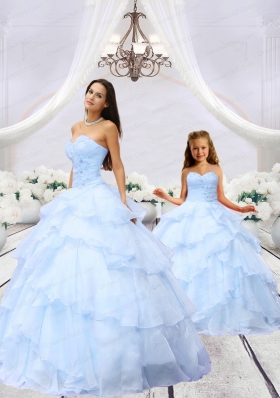 2015 Luxurious Light Blue Princesita Dress with Beading and Ruching