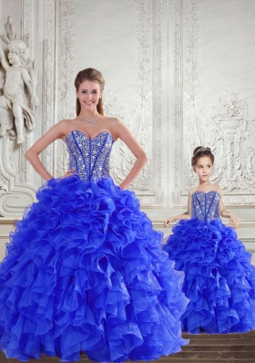 Fashionable Royal Blue Princesita Dress with Beading and Ruffles for 2015