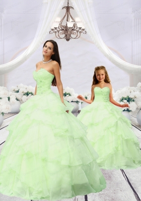 Most Popular Beading and Ruching Light Green Princesita Dress for 2015