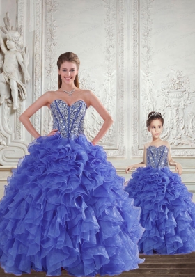 Wonderful Blue Princesita Dress with Beading and Ruffles