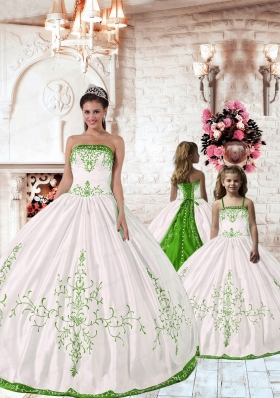 Pretty Spring Green Embroidery White Princesita Dress for 2015 Spring