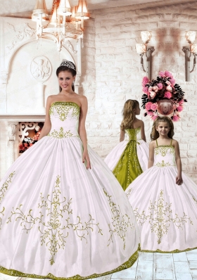 Unique White Princesita Dress with Yellow Green Embroidery for 2015