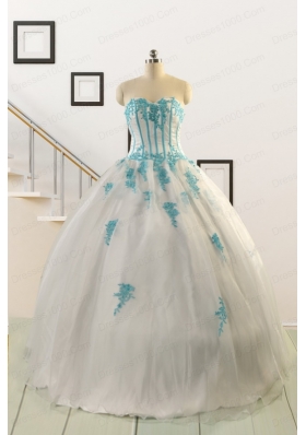 2015 Affordable White Quinceanera Dresses with Appliques