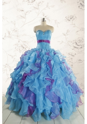 2015 New Style Multi Color Quinceanera Dresses with Beading and Ruffles