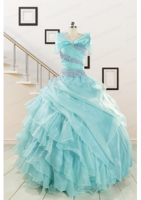 Sweetheart Organza Beading and Ruffles Quinceanera Dresses for 2015