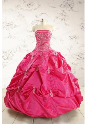 2015 Beautiful Strapless Quinceanera Dress with Appliques