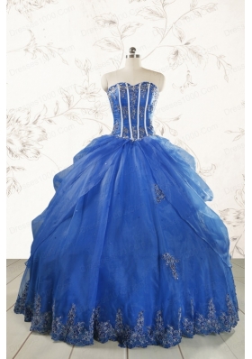 2015 Cheap Appliques Quinceanera Dresses in Royal Blue