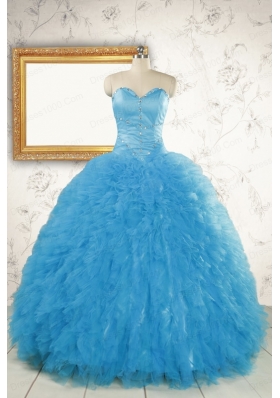 2015 Most Popular Baby Blue Quinceanera Dresses with Beading