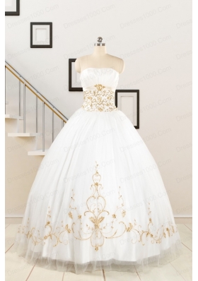 2015 Spring Sweet Beading White Quinceanera Dresses