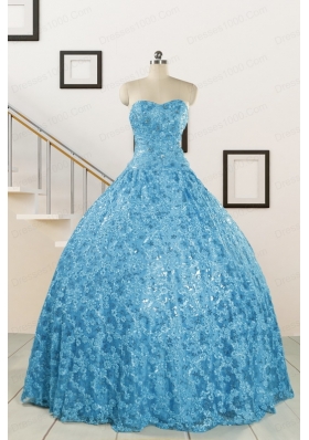 2015 Unique Sweetheart Ball Gown Quinceanera Dress in Baby Blue