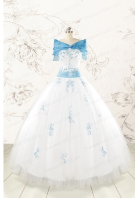 Discount White Quinceanera Dresses with Appliques for 2015