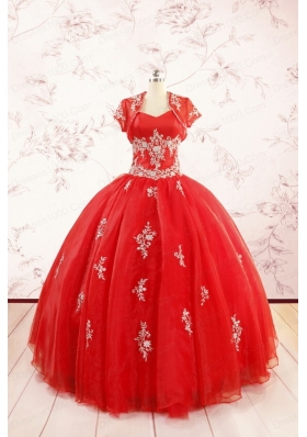 2015 Ball Gown Sweetheart Appliques Quinceanera Dresses