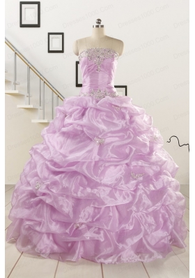 2015 Gorgeous Lilac Quinceanera Dresses with Appliques and Ruffles