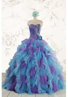 2015 New Style Multi Color Quinceanera Dresses with Beading