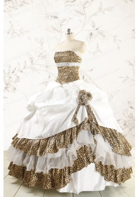 2015 Unique Quinceanera Dresses with Strapless Leopard