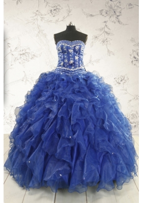 Beautiful Beading and Ruffles Quinceanera Dresses in Royal Blue