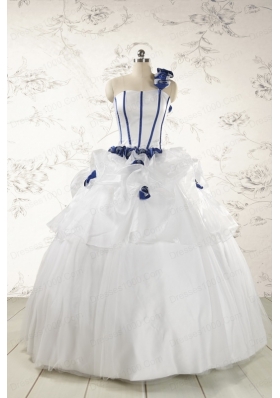Elegant White One Shoulder Hand Made Flower Quinceanera Dress for 2015