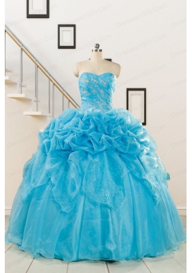 2015 Fashionable Sweetheart Beading Quinceanera Dress in Aqua Blue