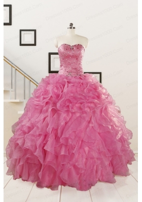 Pink 2015 Pretty Quinceanera Dresses Sweetheart with Ruffles