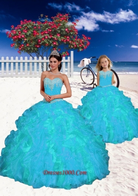 2015 Fashionable Appliques and Beading Princesita Dress in Aqua Blue